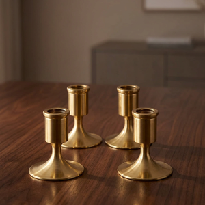 Bougeoir conique doré de luxe bougeoir en laiton et métal grand pour support de bougie de pièce maîtresse de mariage - Product Image 4