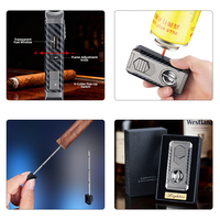 Briquet torche et coupe-cigares JH Top, briquet torche pour cigares, briquet torche à 3 jets de feu avec coupe-cigares en V