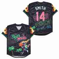 Jersey Baseball Bordir Sublimasi Jahitan Fashion Street Custom Pakaian Olahraga OEM Black Smith Pria Remaja Kaos Softball