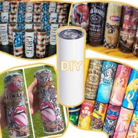 Canette à bière en verre à sublimation avec couvercle en bambou et paille, tailles variées