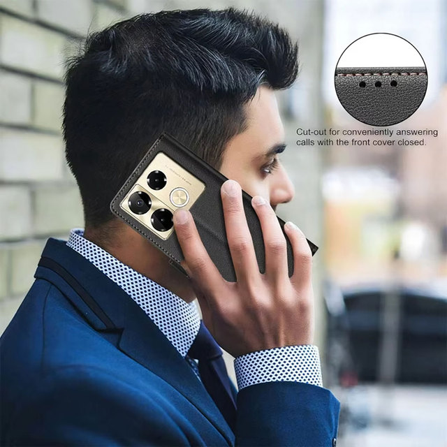 For SJK964 Wallet Credit Card Phone Case Luxury PU Leather Shockproof Flip Holder for Infinix Note 40 Pro 4G 5G