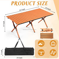 Table de camping pliante, table pliante à enrouler avec sac de transport, table de pique-nique portable en aluminium, table de plage basse pour usage extérieur
