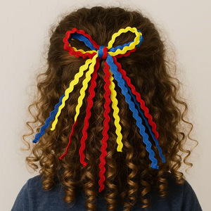 Lazo para el pelo texturizado multicolor con cinta, adorno de <span class=keywords><strong>moda</strong></span> para el cabello para niños y adolescentes, pedido al por mayor OEM/ODM disponible - Product Image 2