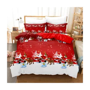 छुट्टी बिस्तर सेट क्रिसमस डे डुवेट कवर सेट अनुकूलित संत पुनर्जन्म पॉलिएस्टर बिस्तर शीट सेट 3 पीसी