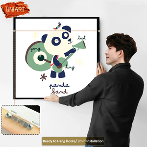Peinture murale sur toile à impression numérique de <span class=keywords><strong>panda</strong></span> de dessin animé carré nordique, peinture murale en porcelaine de cristal, animal de la crèche, affiche murale suspendue - Product Image 4