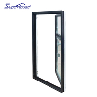 Ventana Abatible de Aluminio con Montante Horizontal, Negra y Blanca, Resistente a Huracanes, Certificación AS2047 Miami Dade, Proveedor Certificado NOA