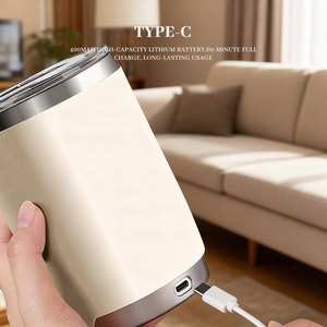 Mug intelligent en acier inoxydable avec couvercle, mug à café à agitation automatique, mug à café auto-agitant en acier inoxydable pour les voyages - Product Image 4