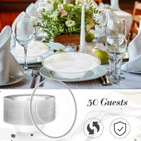 50 bols à dessert jetables en plastique transparent avec bord argenté, 12 oz, élégants pour les fêtes, les mariages et les occasions spéciales (argent)