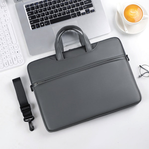 Sac pour ordinateur portable en cuir PU imperméable, mallette d'affaires légère, grande capacité, portable, pour l'école, le bureau, avec logo personnalisé - Product Image 3