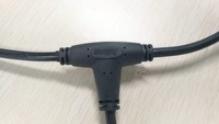 Connecteur étanche autobloquant de type T M19 à 5 broches, broches en alliage de cuivre, 1 entrée 2 sorties, 3 ports femelles IP67