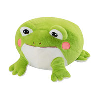 Peluche grenouille verte personnalisée, mignonne, aux yeux grands et jaunes, en forme de grenouille couchée, vente en gros directe d'usine