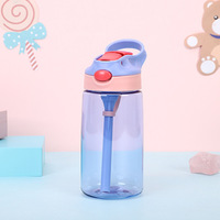 Bouteille d'eau portable en Tritan violet de 16 oz pour enfants et étudiants, avec bouchon à ouverture rapide, anti-fuite, tasse de voyage, mug scolaire