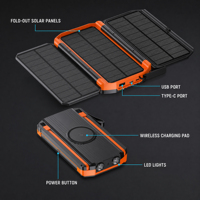 Nouvelle Banque d'alimentation solaire extérieure à charge rapide 20000mAh, grande capacité, chargeur portable, panneau solaire pliable, lampe torche LED (SOS)