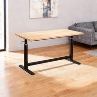 Estación de Trabajo de Altura Ajustable Manual con Manivela, Personalizable, con Superficie de Madera Maciza, Escritorio de Computadora Ajustable para Trabajar de Pie