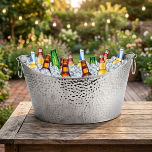 Cubo de hielo galvanizado en stock, cubo para fiestas con asas de alambre oscilantes para cerveza, vino, bar, barbacoa, picnic - Product Image 4