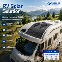 Panneau solaire flexible 120W monocristallin ETFE, module solaire léger pour camping-car, caravane, bateau, yacht, toit courbé