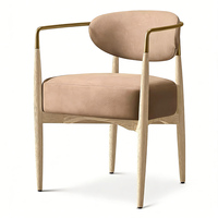 Chaise de restaurant en bois de luxe moderne, fauteuil de salle à manger rembourré en cuir pour la maison