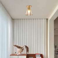 Lampe d'entrée vintage en verre de style français, lampe de couloir en cuivre, lampe de chevet de style mid-century, lampe créative d'inspiration nordique pour chambre à coucher