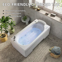 Baignoire de massage à remous autoportante en pierre artificielle diamantée avec drain central