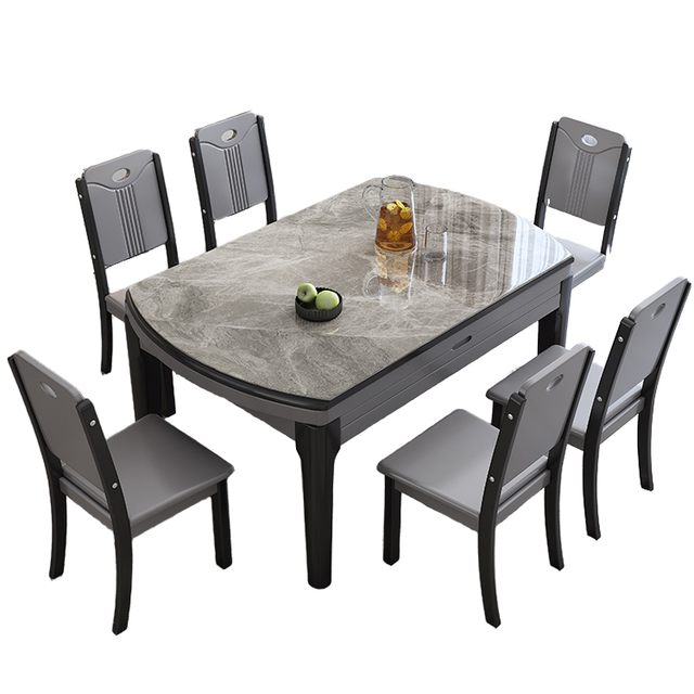 Modern Style Home Hotel Furniture Multi-function Extendable Foldable Rectangle Tempered Glass Steel Legs Dining Table