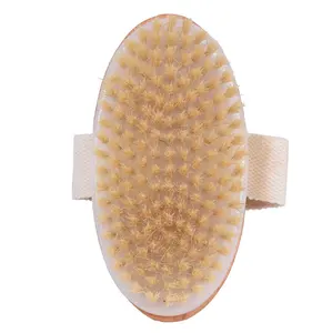 Wholesale High Quality Bamboo Dry Skin Body Brush Boar Bristles Bath Brush