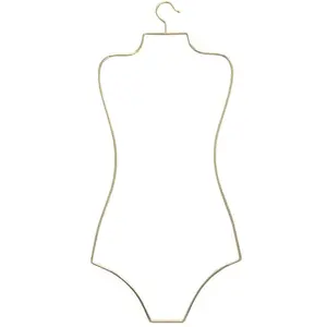 Toptan yüksek kaliteli vücut şekli altın tel Metal askılar ekran mayo Bikini için