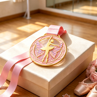 Nouvelles médailles en gros, modèle ruban tendance, avec papillon scintillant, émail souple, cadeau d'entreprise, médaille personnalisée, médaille de danse en métal à paillettes liquides