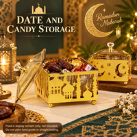 Boîte de rangement pour bonbons de l'Aïd du Ramadan, décoration de table islamique, conteneur à friandises avec couvercle, découpe croissant de lune et étoile, ornement festif pour la maison