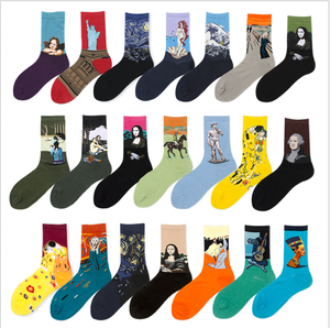 Funny Famous Art Novelty Oil Painting <strong>Anime</strong> Crew <strong>Socks</strong> for Men Woman - Product Image 2