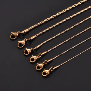 Collares de cadena minimalistas de acero inoxidable de 0.6/0.8/1/1.2/1.8/2.3 mm en oro rosa, cadenas finas básicas para mujer, regalo de joyería. - Product Image 2