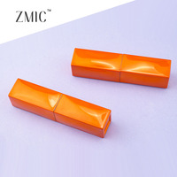 Tube de rouge à lèvres vide orange, carré, magnétique, biseauté, étui à rouge à lèvres personnalisé, conteneur en plastique pour crème ou baume à lèvres, couleur personnalisée