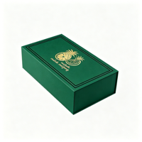 Boîtes cadeaux pliantes en papier magnétique vert avec logo en feuille d'or personnalisé, impression personnalisée, plusieurs couleurs, pour les tuiles de mahjong