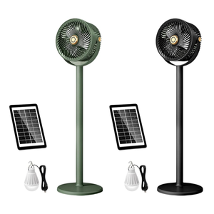 Ventilateur de circulation au sol solaire en gros, rechargeable par USB, à haut débit d'air, 3-en-1, réglable, pour camping en extérieur - Product Image 1