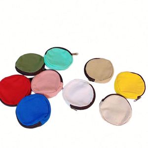 Popular Korean Canvas Coin Purse High Quality Unisex <b>Small</b> Storage Bag with Round Plain Pattern Candy Color Key Storage - Product Image 1