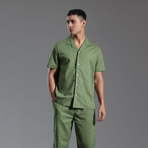 <span class=keywords><strong>Traje</strong></span> de <span class=keywords><strong>Hombre</strong></span> 2024, Nuevo, de Algodón y Lino, con Cierre de Cremallera en el Cuello, Camisa de Manga Corta y Pantalones Holgados de Pierna Recta - Product Image 1