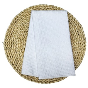 Commercio all'ingrosso bianco bianco sublimazione sublimazione asciugamano da cucina con il modello di cialda per fai da te stampa a caldo sublimazione termica bianco asciugamano sportivo - Product Image 6