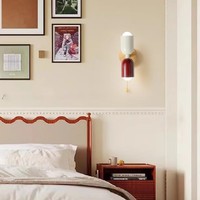 Nouvelle applique murale LED 2023 pour chambre à coucher, design moderne et minimaliste, style crème, éclairage haut et bas, interrupteur à chaîne et contrôle par prise