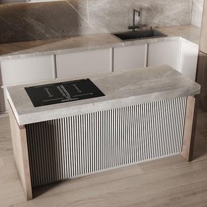 Vente directe d'usine Meubles modernes <span class=keywords><strong>Porte</strong></span> en PVC avec évier et plan de travail Petite armoire de cuisine Shaker - Product Image 4