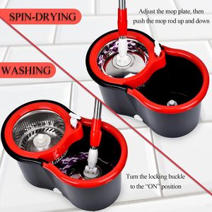 360 Degree Spin Eco-Friendly Steel Microfiber <b>Mop</b> Barrel Set Magic <b>Handle</b> Double-Drive Hand Pressure Rotating Head 90%-100% - Product Image 4