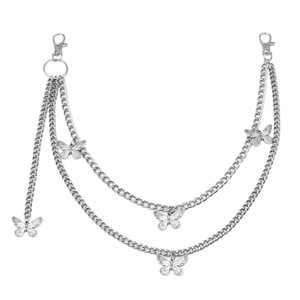 โซ่คาดเอวผีเสื้อสองชั้น โลหะผสมสังกะสี สไตล์พังก์ ฮิปฮอป แฟชั่น โซ่คล้องตัว ใส่ได้ทุกวัน โซ่หลายชั้น - Product Image 5