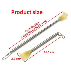 Masajeador de espalda extensible de acero inoxidable, rascador de espalda de Metal, picazón, cabeza de plástico, rascador retráctil de cuatro secciones - Product Image 3