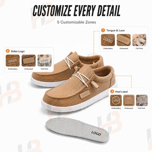 Mocassins confortables en cuir et toile Hebo, chaussures décontractées pour hommes, mocassins à enfiler, chaussures <span class=keywords><strong>bateau</strong></span>, mocassins personnalisables avec logo - Product Image 5
