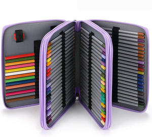 Estuche de lápices de arte portátil de cuero PU de 4 capas de gran capacidad personalizado de alta calidad con asas disponibles en varios colores - Product Image 1