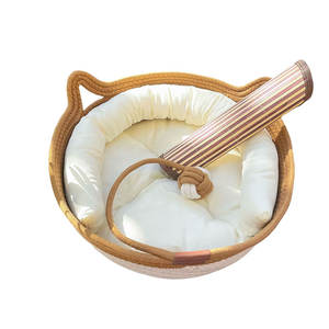 Doğal Rattan Pet yatak yuvarlak sepet nefes Pet Rattan kanepe yuva ped Mat yastık yavru köpekler kediler ile yatak - Product Image 3