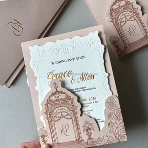 Tarjetas de Invitación de Boda, Tarjeta de Felicitación de Terciopelo, Tarjeta de Invitación de Lujo con Lámina Dorada, Logotipo Personalizado, Regalo de Agradecimiento - Product Image 2