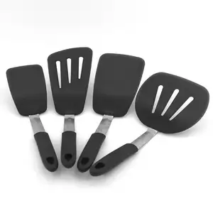 Черный силиконовый шпатель набор из 4 бытовых кухонных инструментов для приготовления пищи шпатель