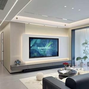 Meuble <span class=keywords><strong>TV</strong></span> en bois moderne minimaliste personnalisable avec vitrine intégrale pour le salon - Product Image 4