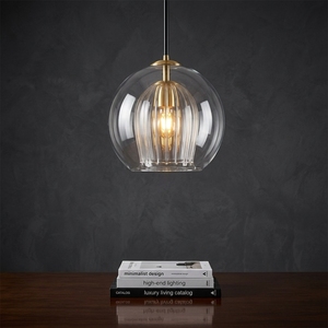 Lampe suspendue moderne en verre, lampe suspendue à bulles transparentes, luminaire de plafond en métal doré, décoration pour chevet, salle à manger, îlot de cuisine - Product Image 3
