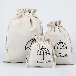 huahao Custom Eco-Friendly Organic Muslin Cotton Pouch Small White Calico Cloth Canvas Drawstring Bag With Logo Print Canvas