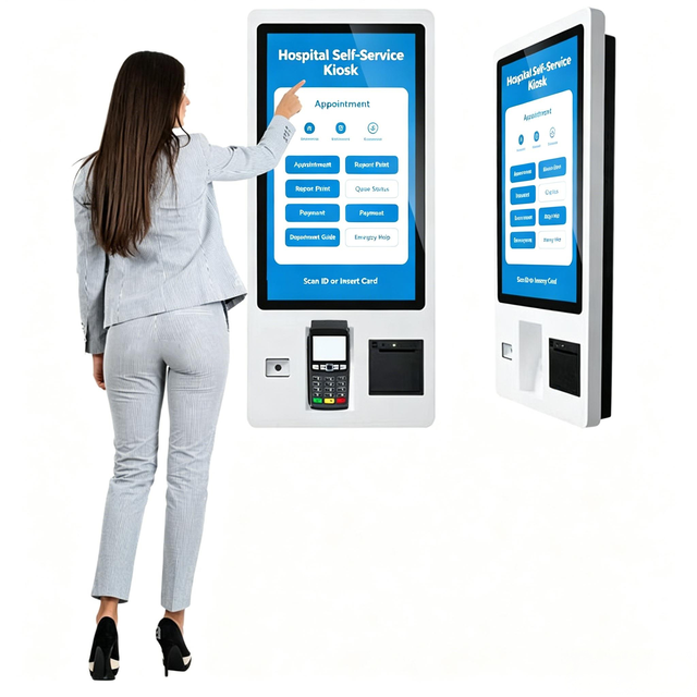 Smart Medical Registration Kiosk With Receipt Printer and QR Scanner